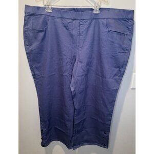 Isaac Mizrahi Live Blue Pull on Button Detail Womens Pants 28WP NEW Stretch